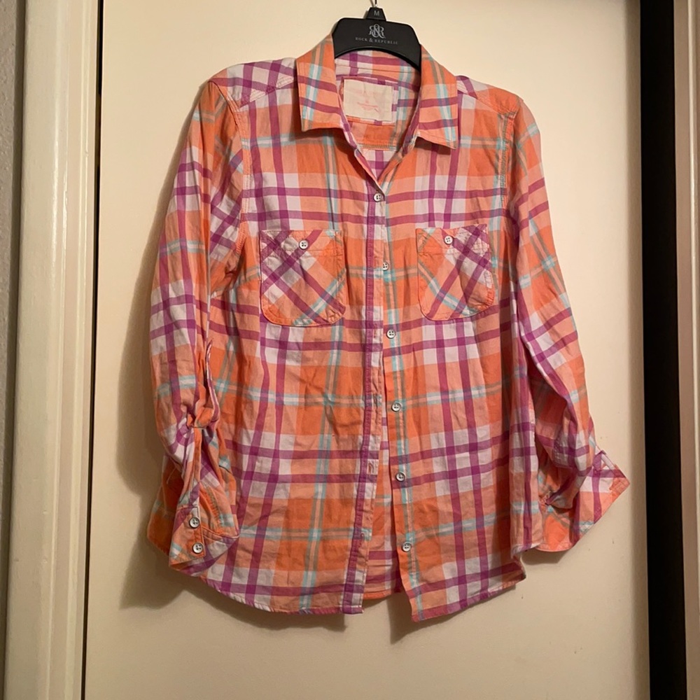 Plaid button up blouse